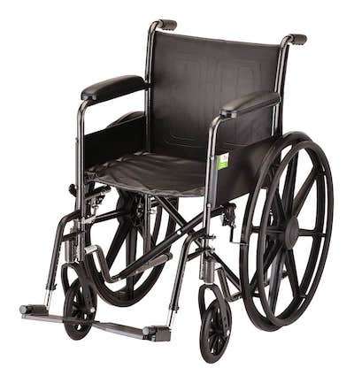NOVA Medical Products 18 inch Steel Wheelchair with Fixed Arms and Footrests